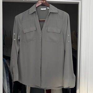 New York & Company Light Gray Blouse